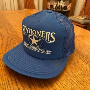 Vintage Stationers Blue Snapback Mesh Back Trucker Hat by Speedway